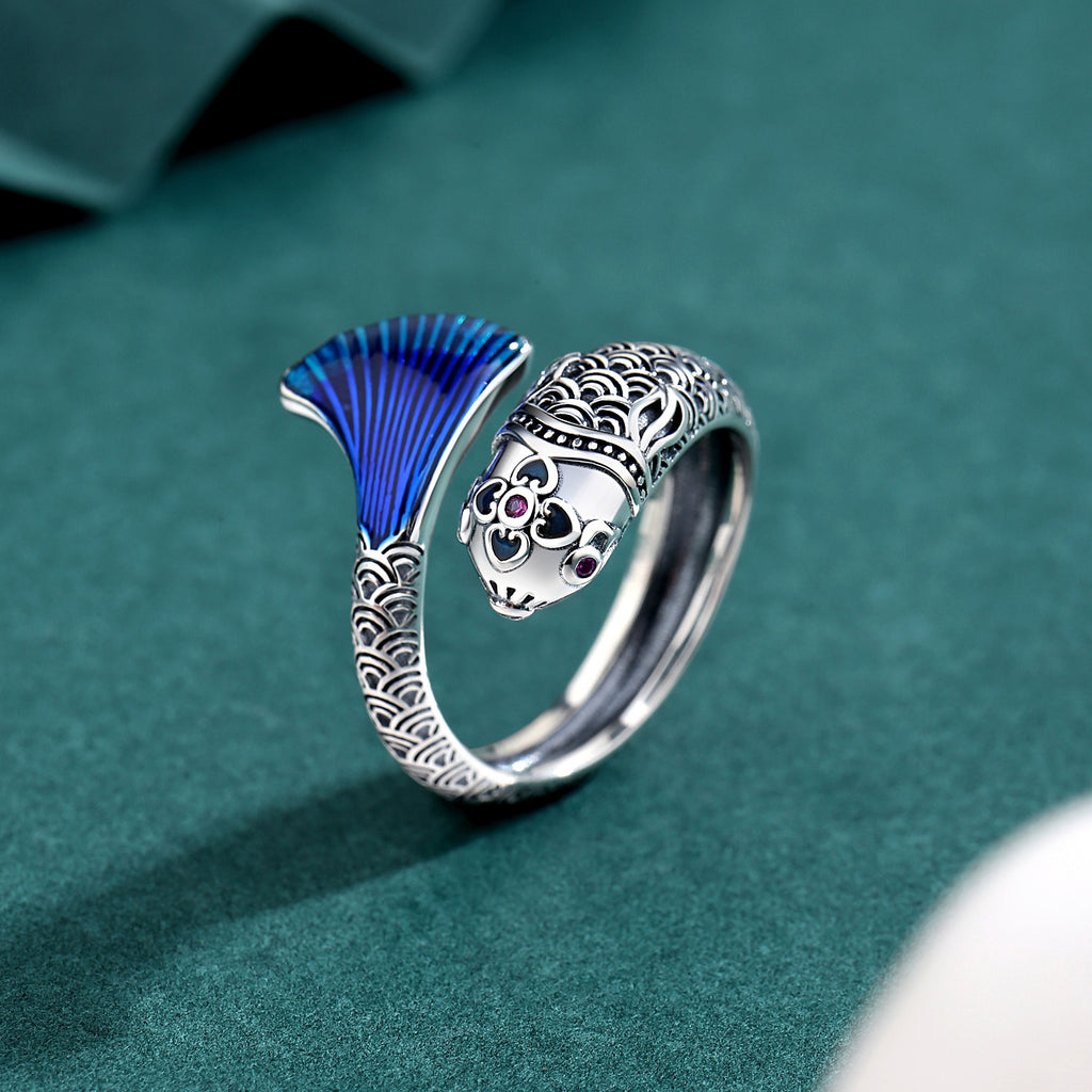 Abundant Blessings-Fish Enamel 925 Sterling Silver Ring