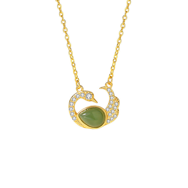Swan Nephrite Jade Necklace-Peace & Joy