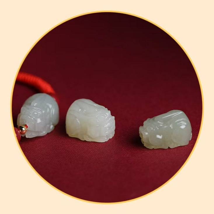 Hetian Jade Pixiu Hand-Woven String Couple Bracelet-Protection and Wealth