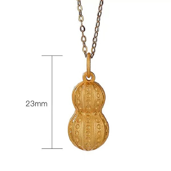 Gold Peanut White Jade Necklace-Good Fortune and Prosperity