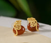Red Agate Fortune Bag Earrings – 18K Gold-Plated Sterling Silver Studs