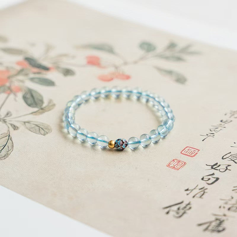 Lotus Flower Aquamarine Bracelet-Luck Transferring