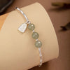 Jade Beads Bamboo Silver Bracelet-Good Fortune and Prosperity