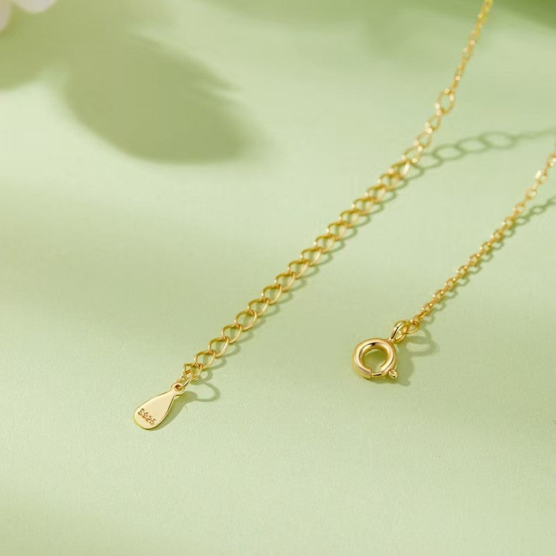 Gold Branch Jade Magnolia Pendant Necklace- wealth and prosperity