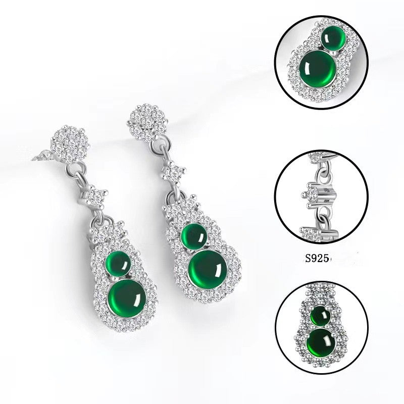 Wulu Green Jade Wealth Earrings