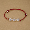 Enduring Fortune Antique Silver 3D Coin Red String Bracelet