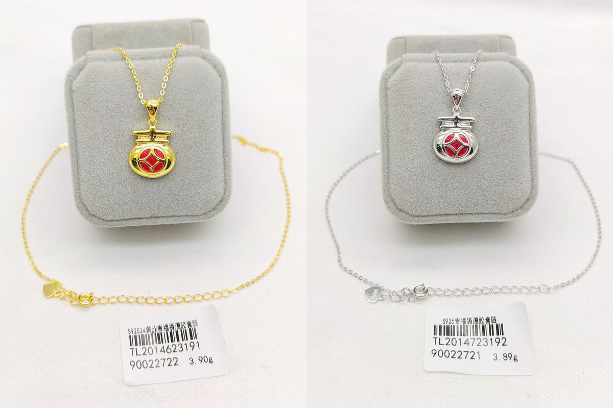 Lucky Fortune Pouch 925 Sterling Silver Necklace-Embrace Good Fortune