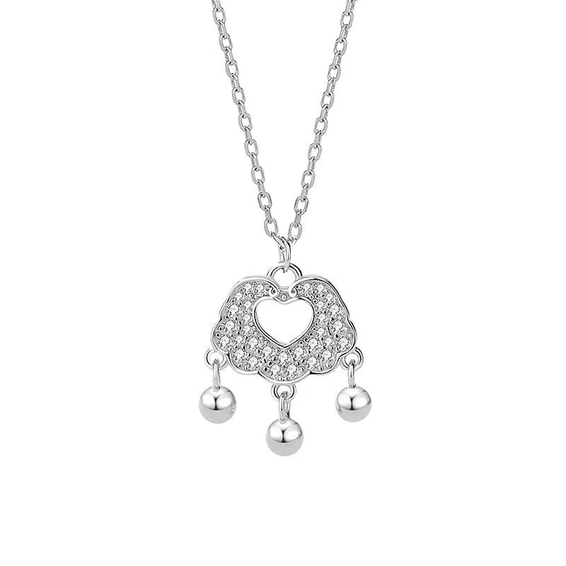 Feng Shui longevity Lock Necklace-Zirconia Charm