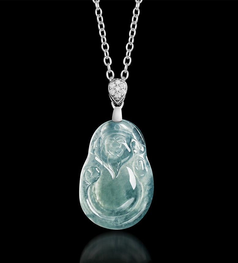 Blue Ice Jade Wealth Guardian Pendant – Prosperity & Fortune Blessing