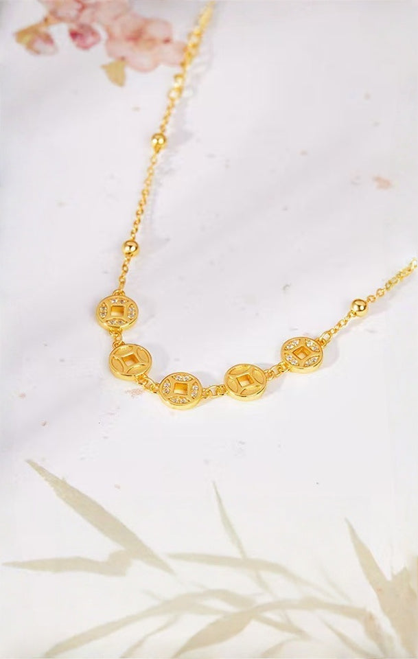 Rolling Fortune Coin Bracelet –18k Gold Plated 925 Sterling Silver