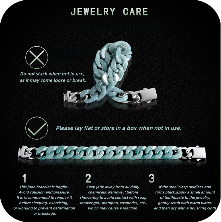 Natural Jadeite Cuban Chain Hand-Carved Bracelet-Premium Urban Jewelry in 3 Colors