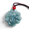 Nine-Tailed Fox Natural Blue Jadeite Pendant – Genuine A Jade Necklace in Glutinous Variety