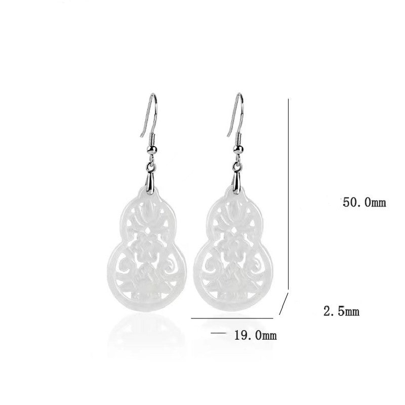 Wulu White Jadeite Wealth Earrings-Inner Peace