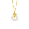 Gold Snake White Jade Pendant Necklace-Passion & Determination