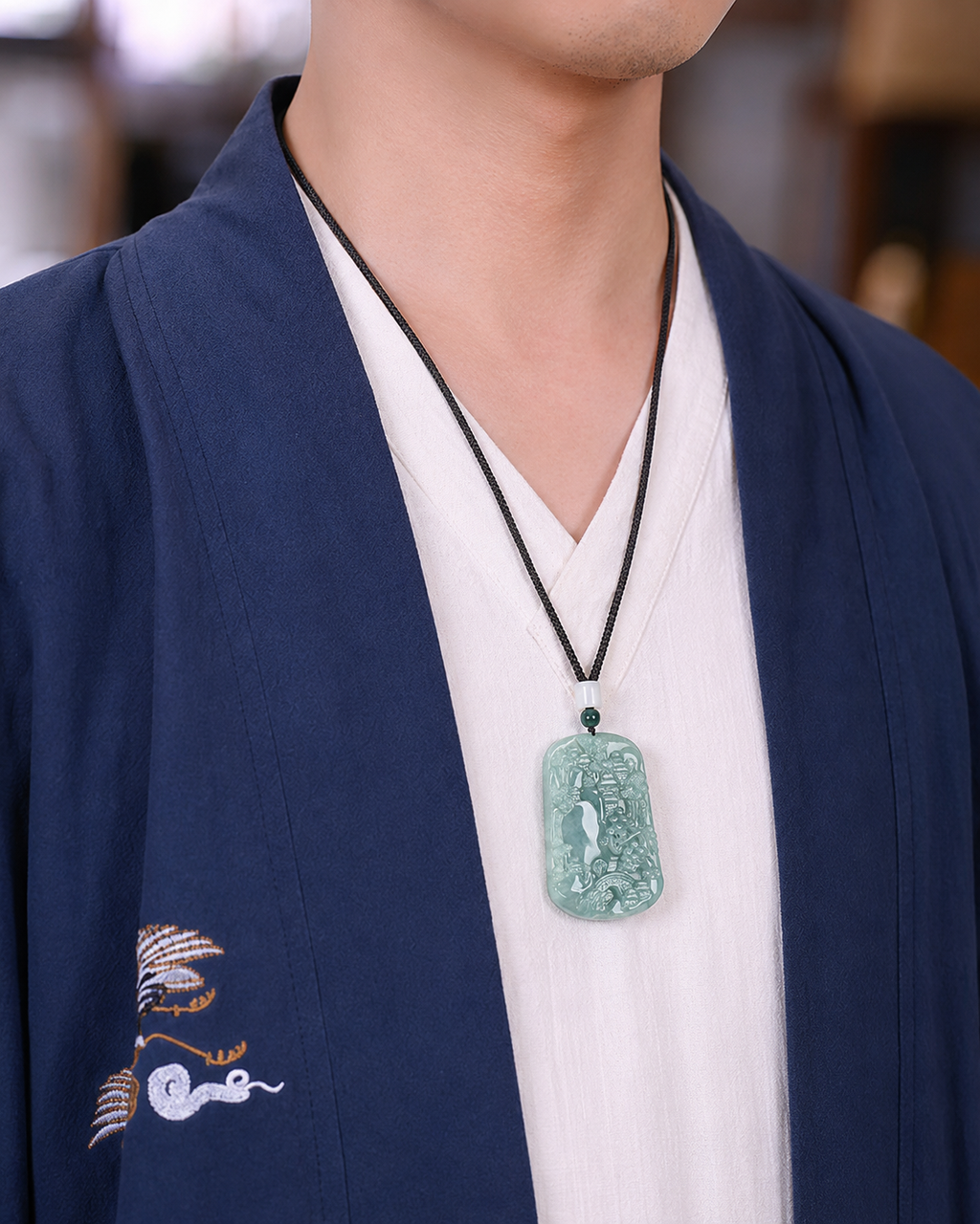 Landscape Jade Pendant-Live Calmly and Move Forward Steadily