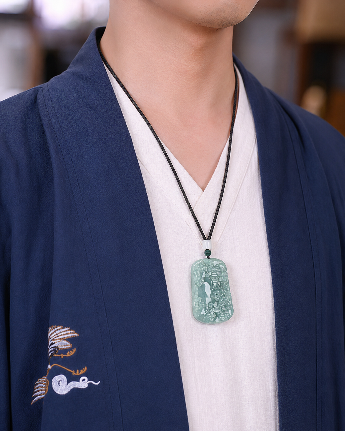 Landscape Jade Pendant-Live Calmly and Move Forward Steadily