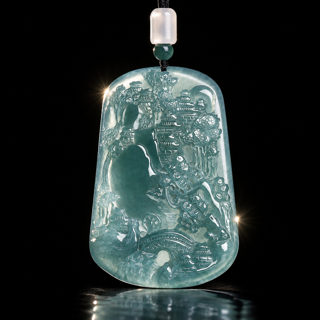 Landscape Jade Pendant-Live Calmly and Move Forward Steadily