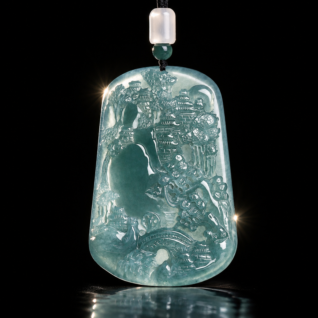 Landscape Jade Pendant-Live Calmly and Move Forward Steadily