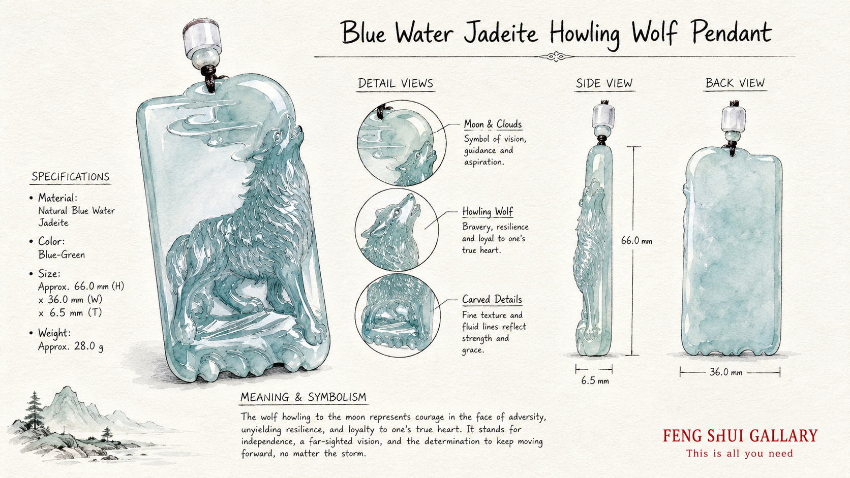 Howling Wolf Jade Pendant-Stay True and Stand Through Every Storm
