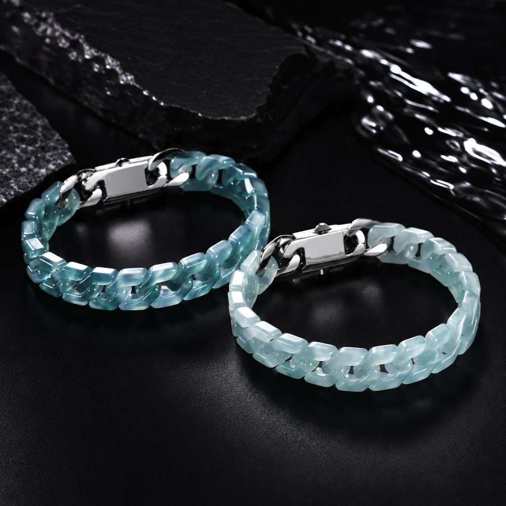 Blue Jade Cuban Bracelet-Confidence Connection