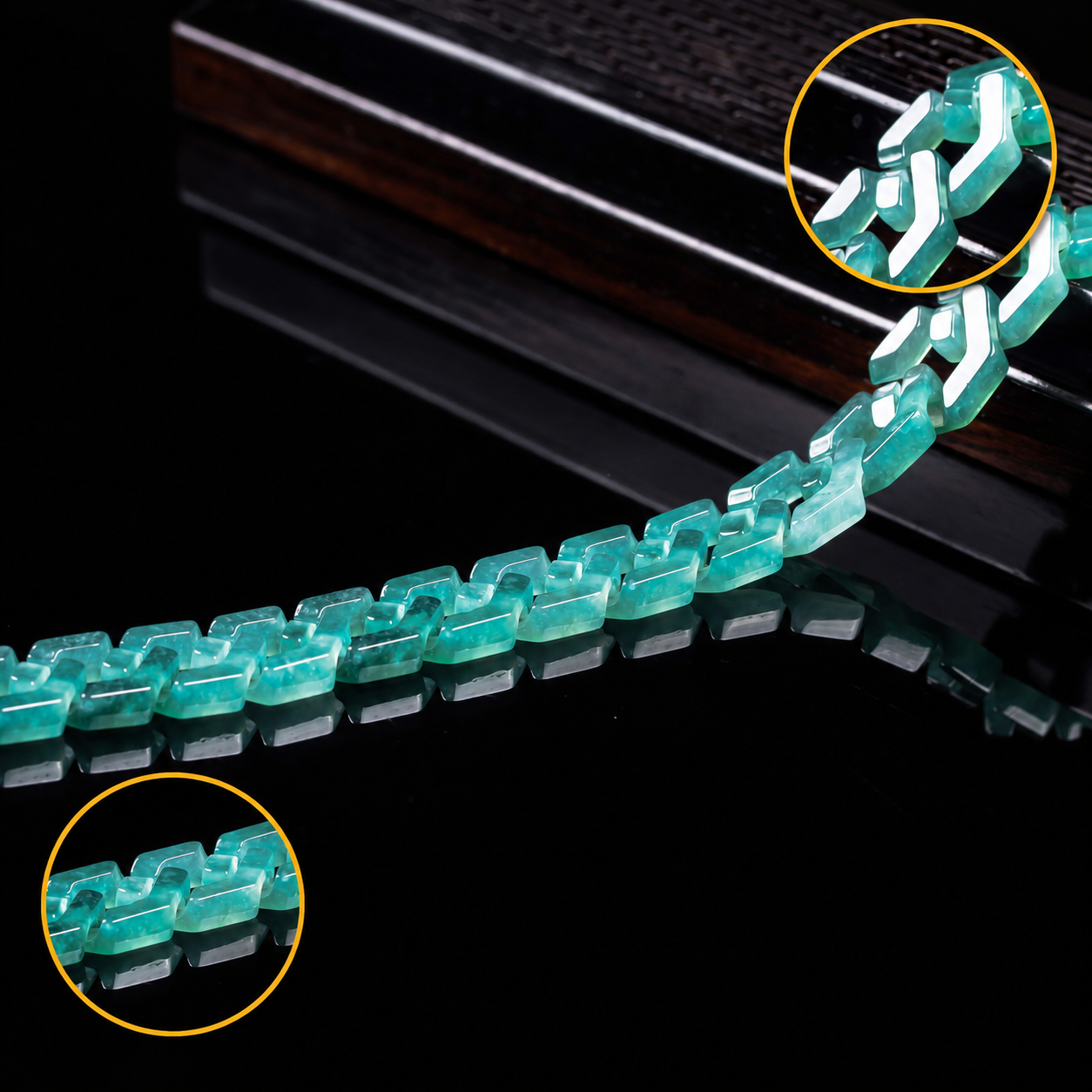 Handgeschnitztes Jadeit-Kubanische-Glieder-Armband – Pfad des Wächters