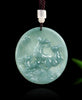 Grade A Blue Jadeite Goat Pendant – “Three Goats Bring Bliss” Carved Jade Amulet for Harmony & Prosperity