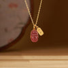 Strawberry Quartz Pixiu & Peace Amulet Pendant Necklace -Attract Luck& Peace