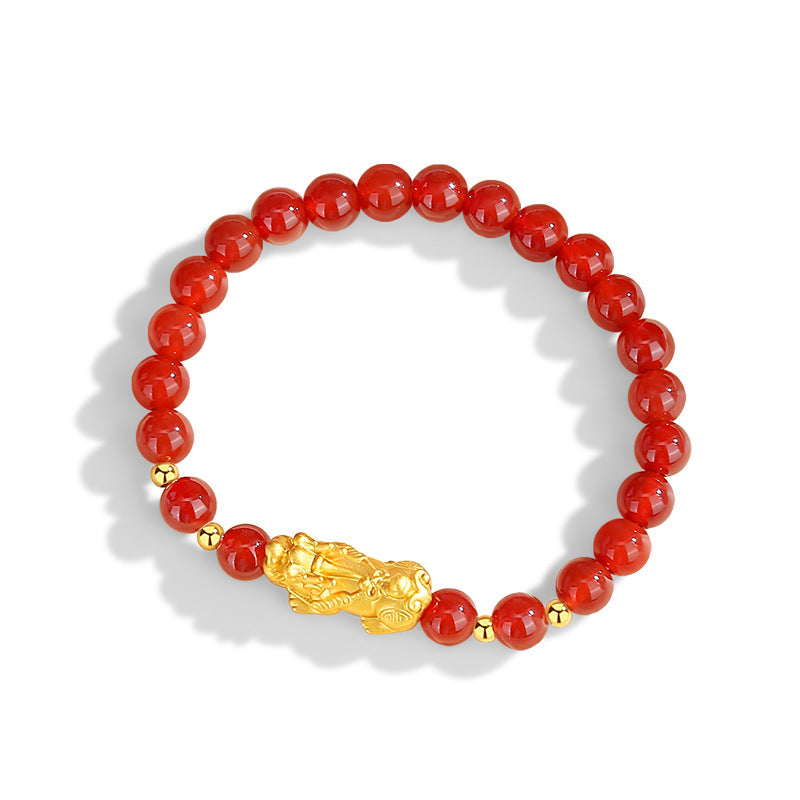 Black & Red Agate Pixiu Couple Bracelets-Shared Joy