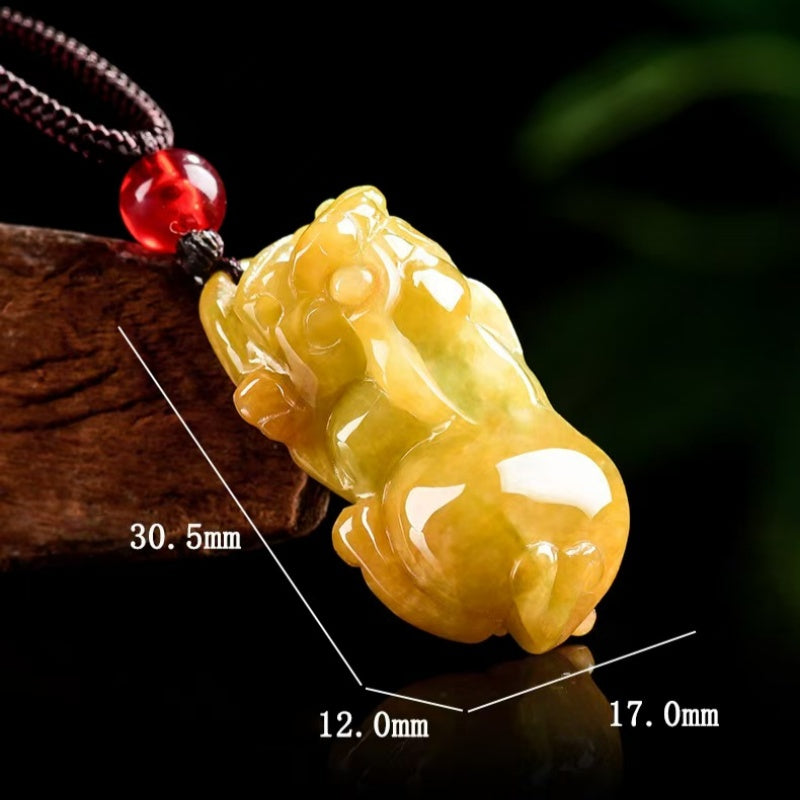 Natural Yellow Jade Pixiu Pendant – Symbol of Prosperity, Protection & Confidence