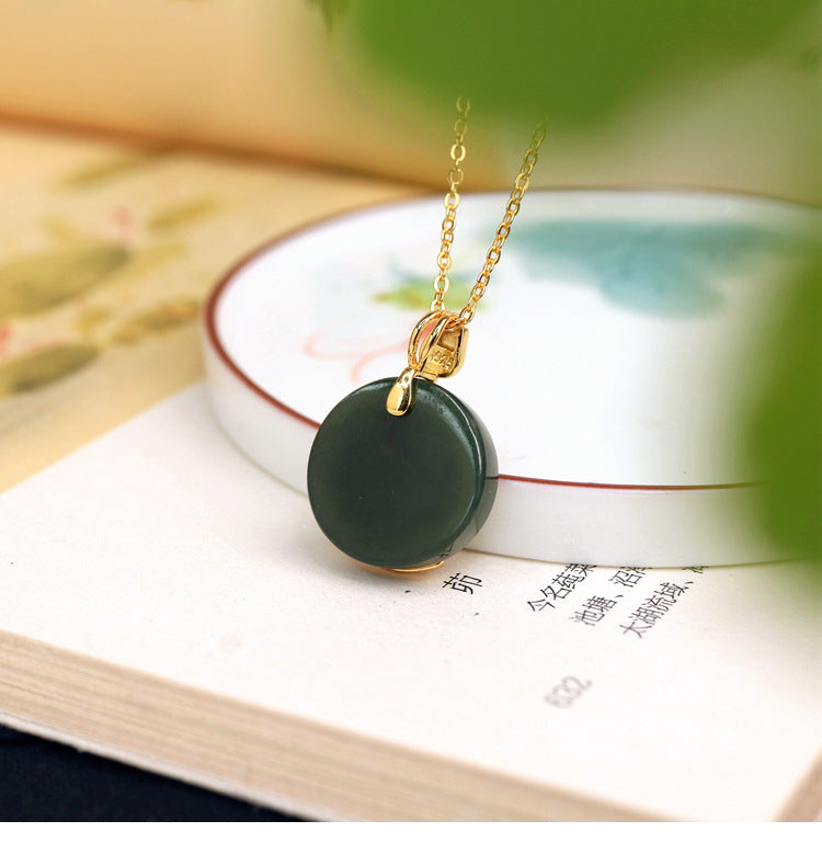 Quiet Radiance-Lotus Nephrite Jade Pendant Necklace