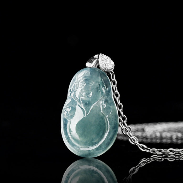 Blue Ice Jade Wealth Guardian Pendant – Prosperity & Fortune Blessing
