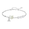 Lucky Cat White Jade Silver Nugget Bracelet-Fortune&Prosperity