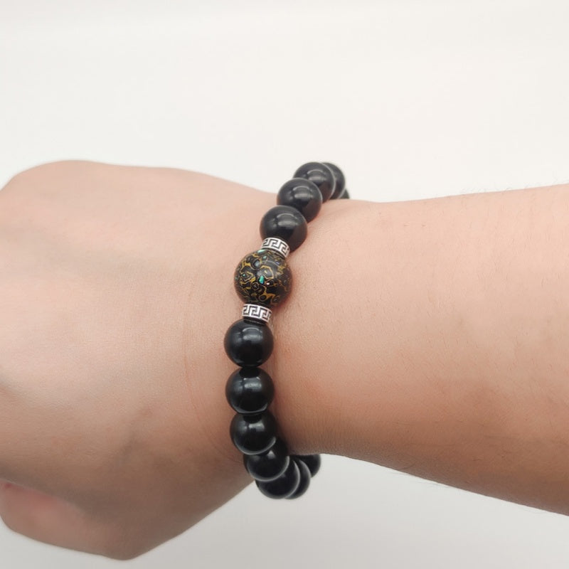 Five-Directional Wealth God Obsidian Bracelet-Gathered Blessings