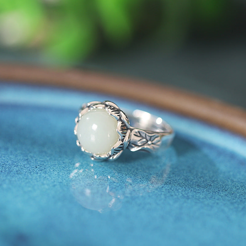 A Lasting Bloom-Lotus S925 Silver Adjustable Ring