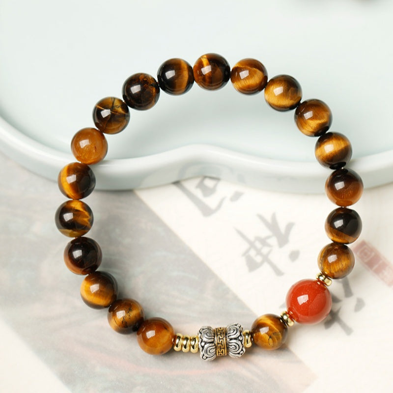 Grounded Fortune-Tiger’s Eye & Red Agate Bracelet
