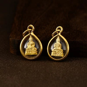 Gold Thai Buddha Amulet Phra khruang Necklace-Protection and Prosperity