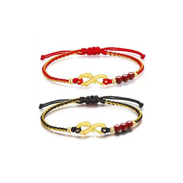 Gold Snake Cinnabar Couple Red String Bracelet-Protection and Wealth