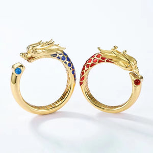 Dragon Phoenix Gold Couple Ring-Wealth and Prosperity