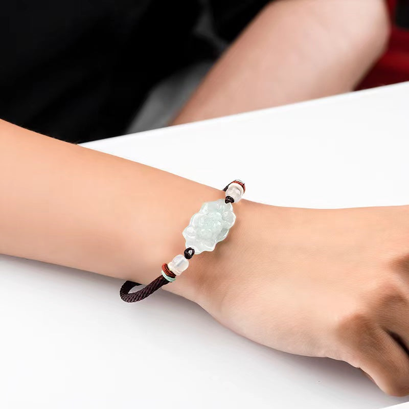 Lotus White Jade String Bracelet-Purity and Perfection