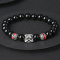 Lion Dance 925 Sterling Silver Obsidian Bracelet-Courageous Energy