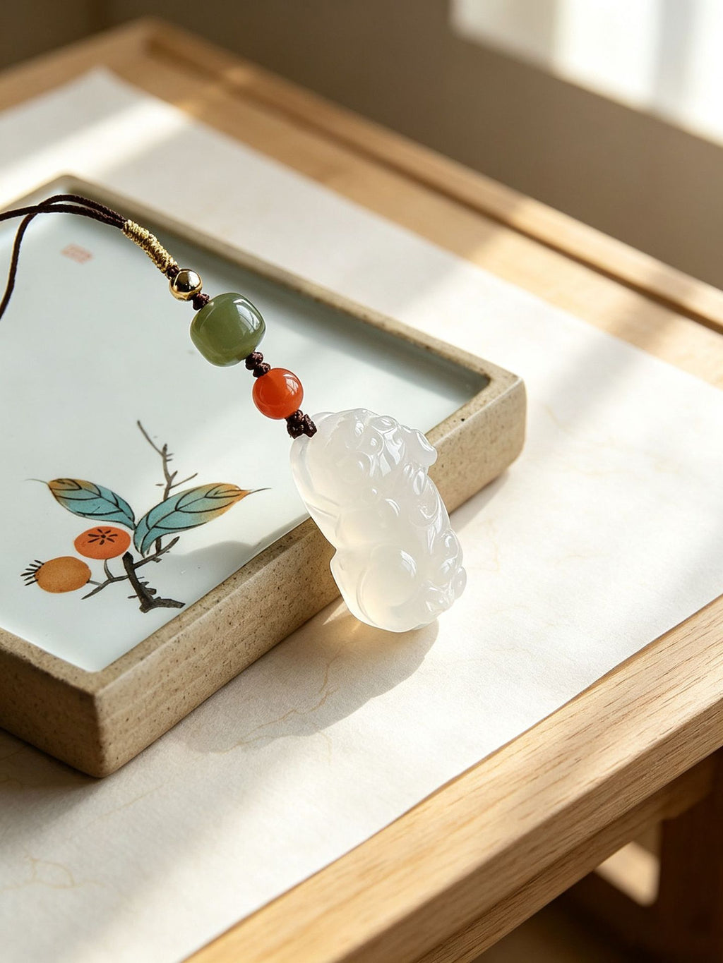White Agate Pixiu Phone Charm-Purpose Close at Hand