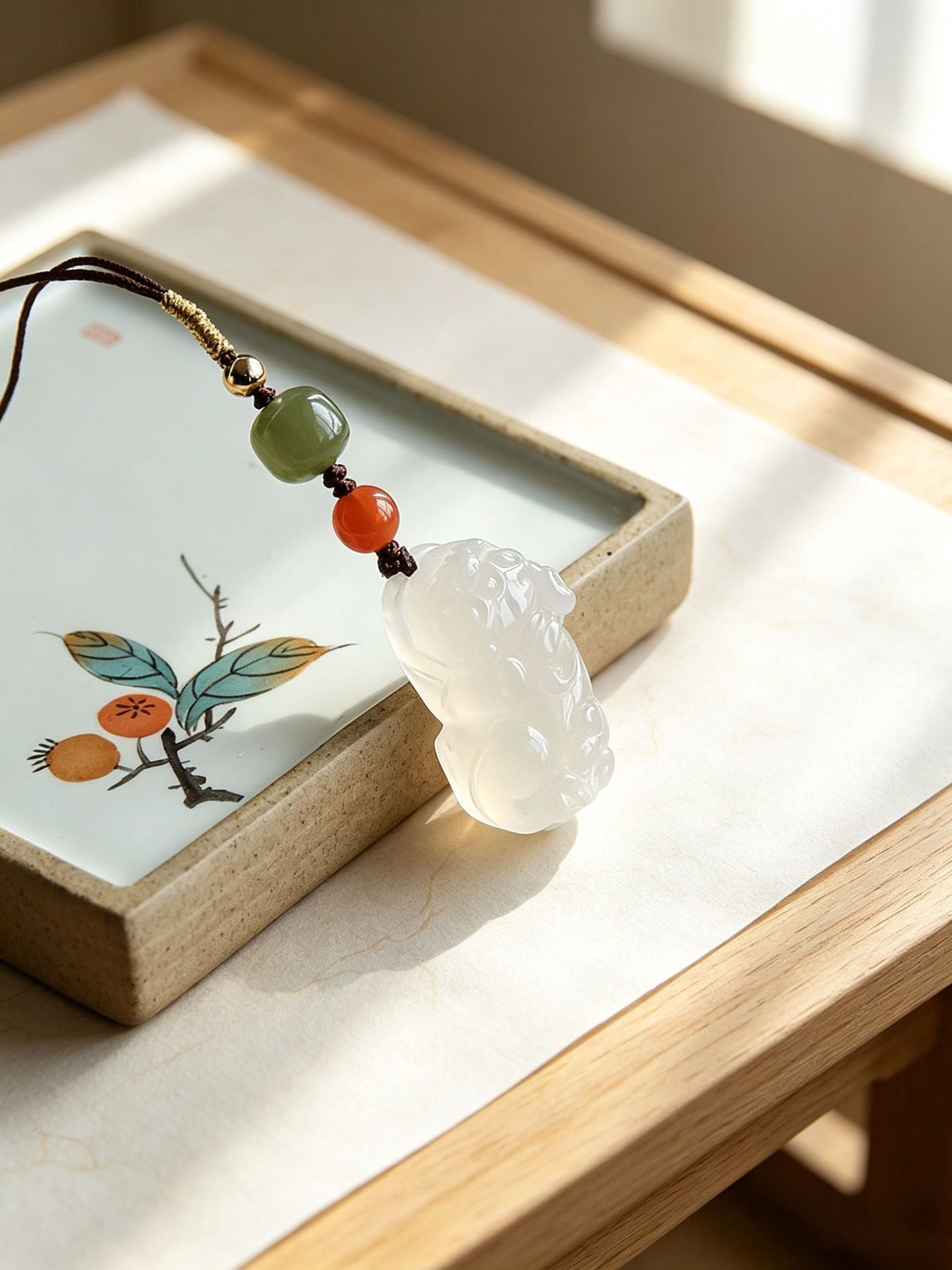 White Agate Pixiu Phone Charm-Purpose Close at Hand