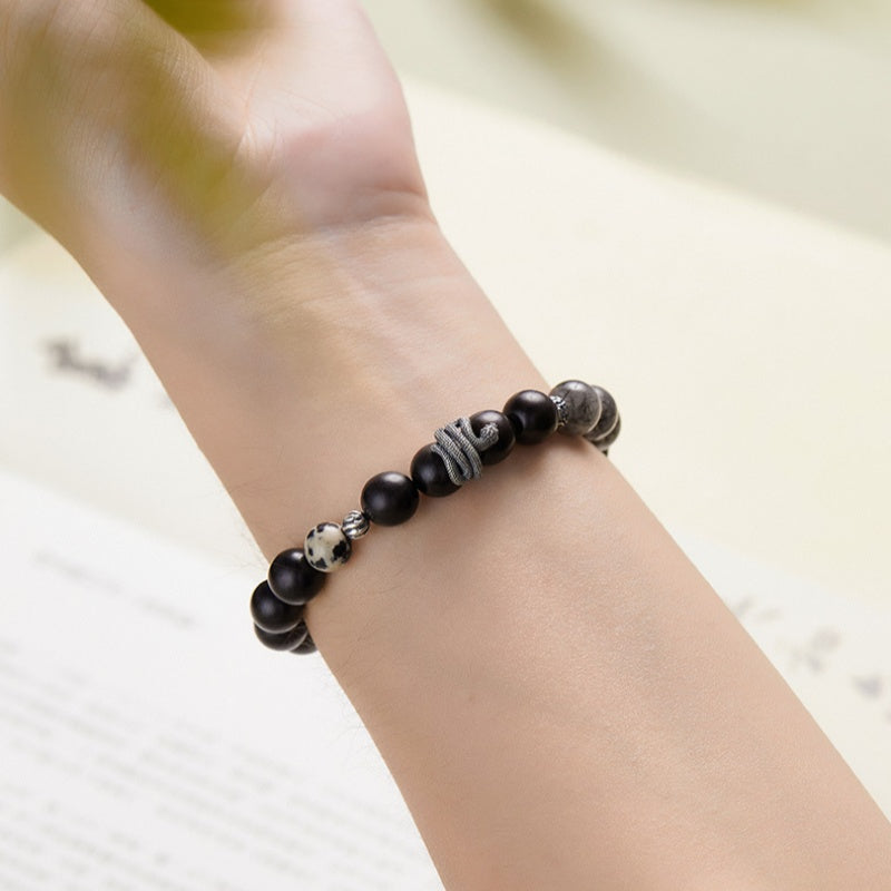 Coiled Serpent Ebony Rutilated Quartz Bracelet-Fearless Soul