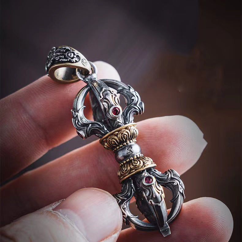 Tibetan Vajra Protection Pendant-Buddhism Phurba Brass Amulet