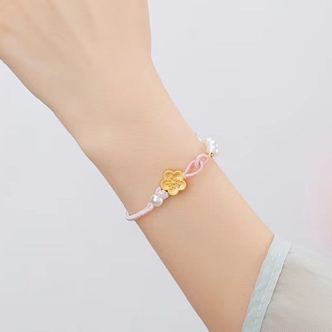 Natural Pearl Sakura Handmade Rope Bracelet-Inner Peace