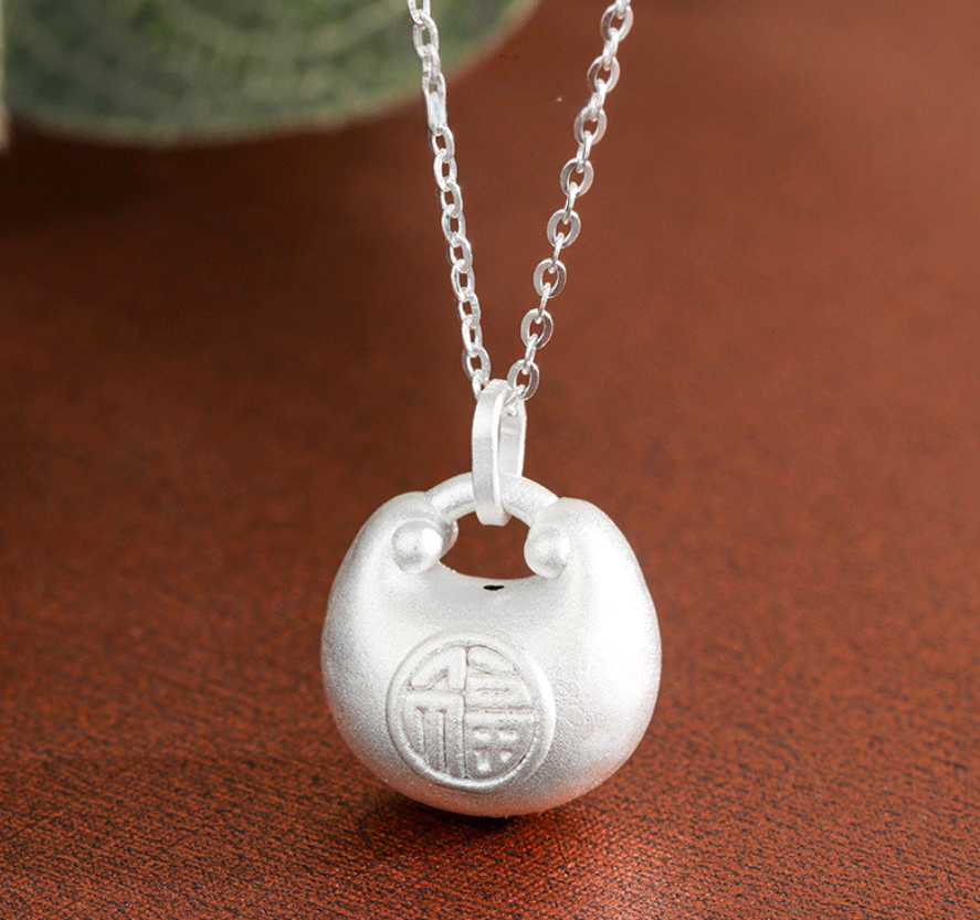 Longevity Blessing Lock Silver Necklace – Peace, Love & Lasting Happiness