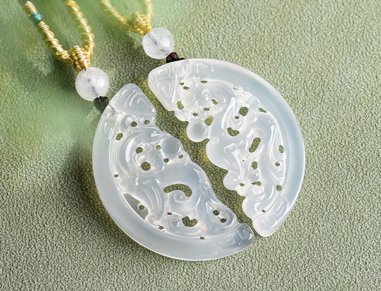 Dragon & Phoenix Hollow Design Aaget Pendant Set – Unity, Love & Lifelong Bond