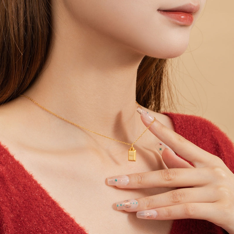 Gold Bar Necklace-A Wish for Prosperity