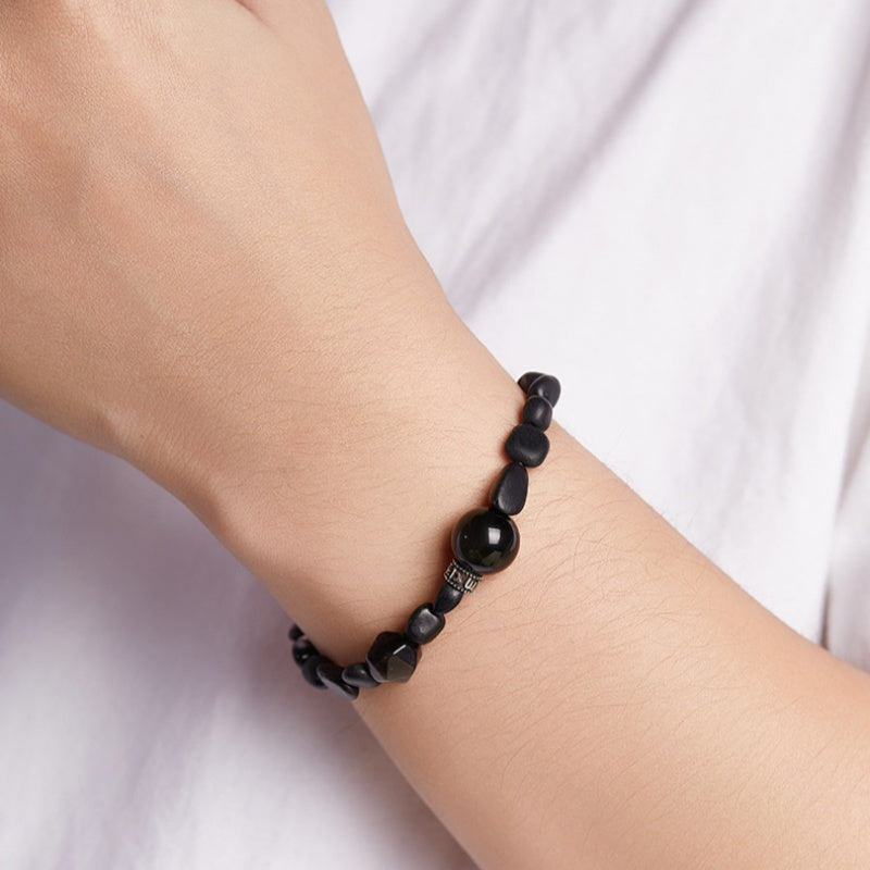 Rainbow Obsidian Six-Syllable Mantra Braided Bracelet-Peace and Fulfillment