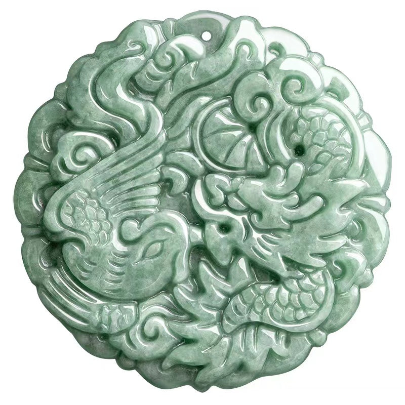 Yin-Yang Balance-Dragon and Phoenix Jade Pendant